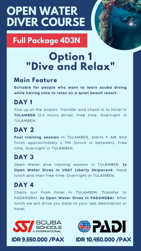 Open Water course Bali package promotion