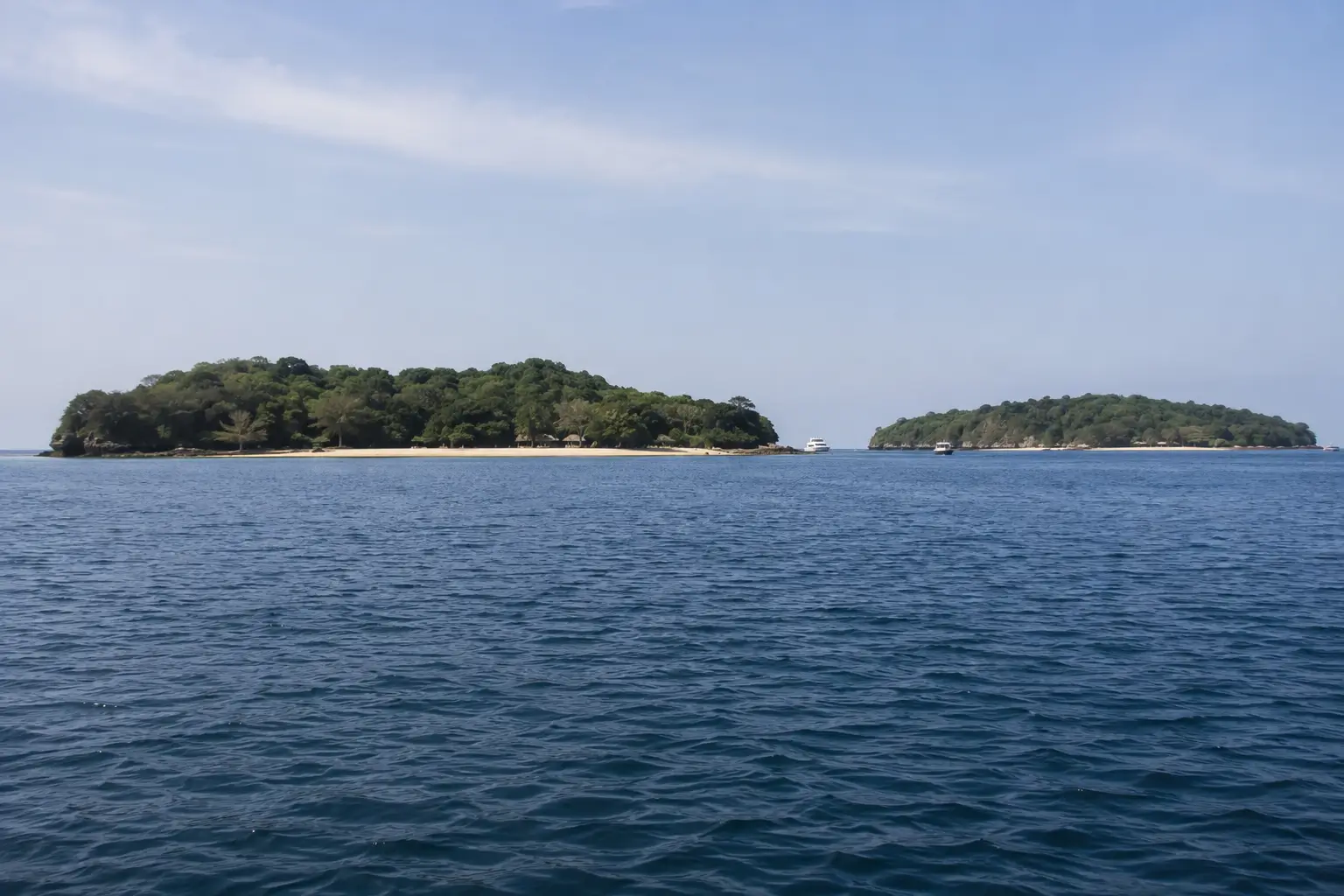 View of Gili Mimpang and Gili Tepekong off the coast of Candidasa, Bali